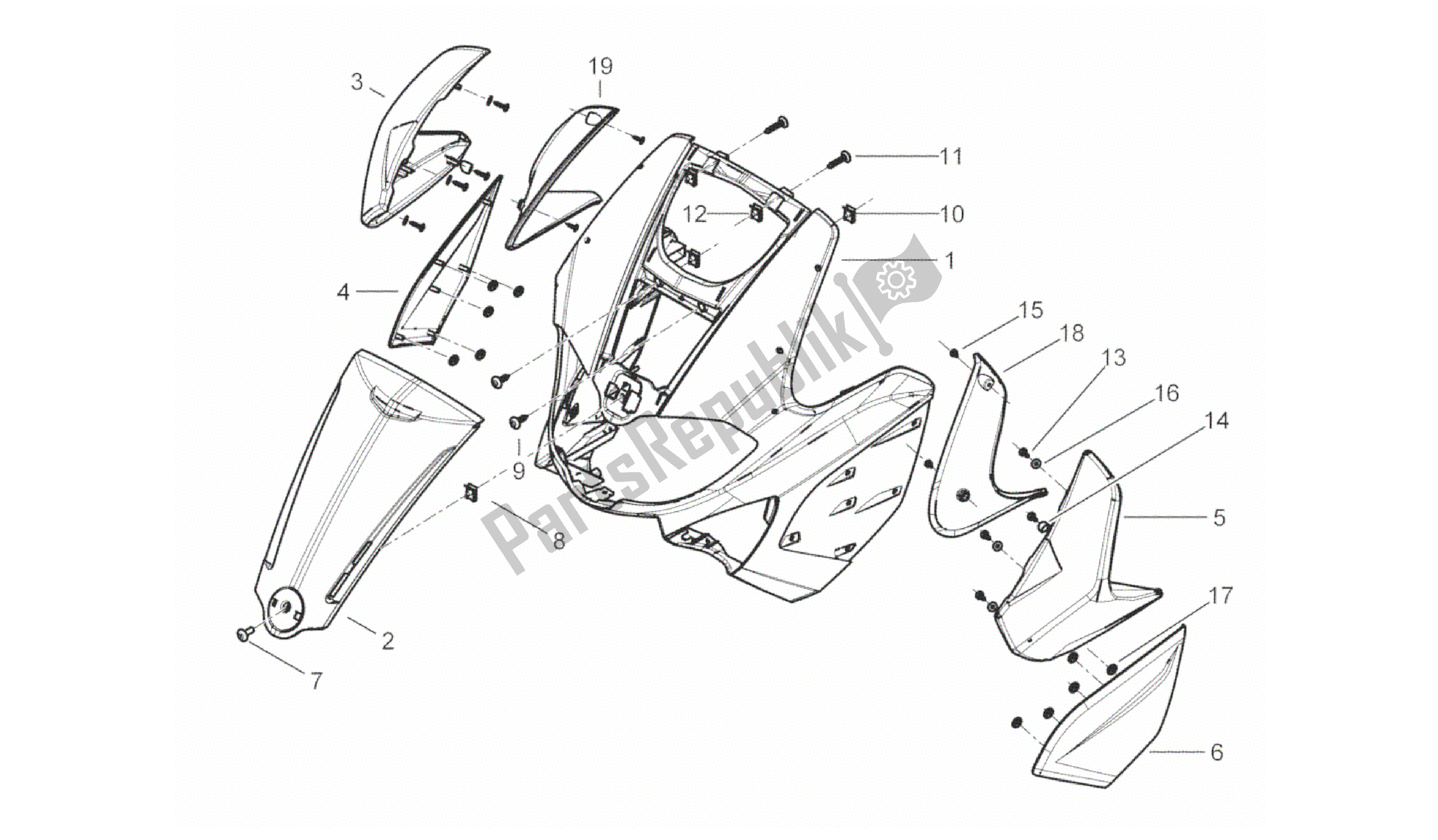 Toutes les pièces pour le Bouclier Avant du Gilera Runner 200 2005 - 2011