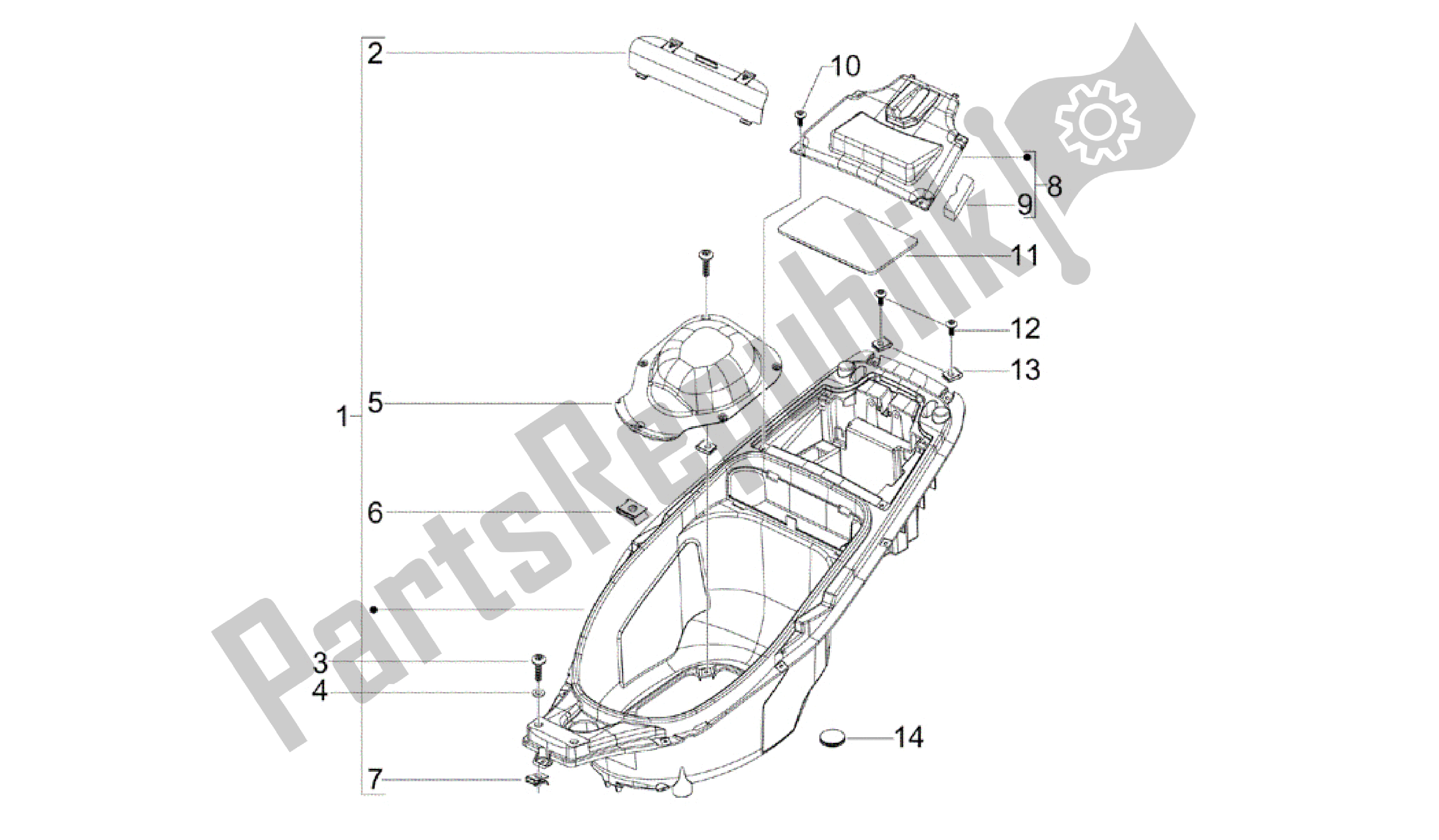 All parts for the Helmet Huosing - Undersaddle of the Gilera Runner 200 2005 - 2011