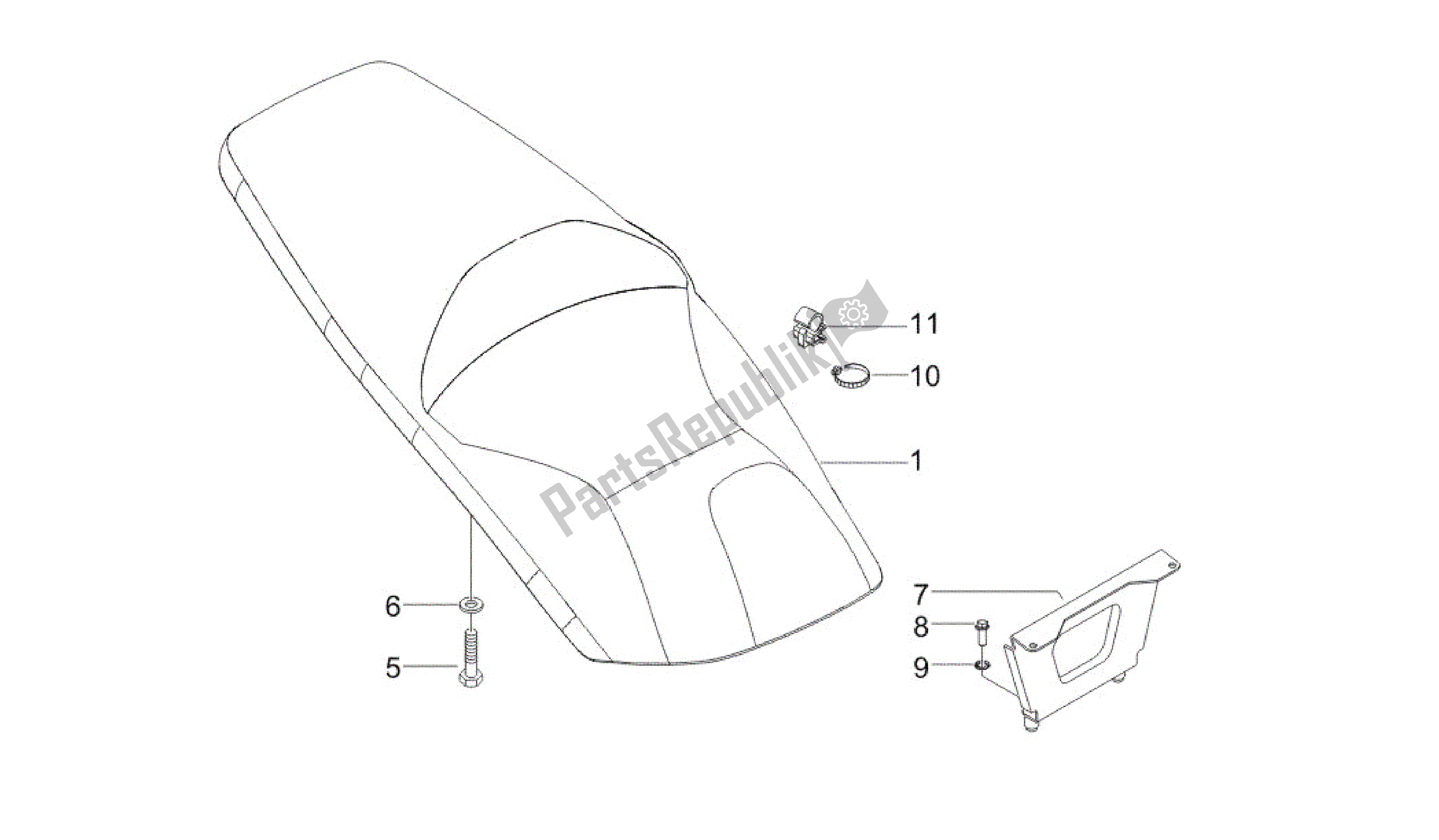 Alle onderdelen voor de Zadel / Stoelen - Gereedschapsrol van de Gilera Runner 200 2005 - 2011