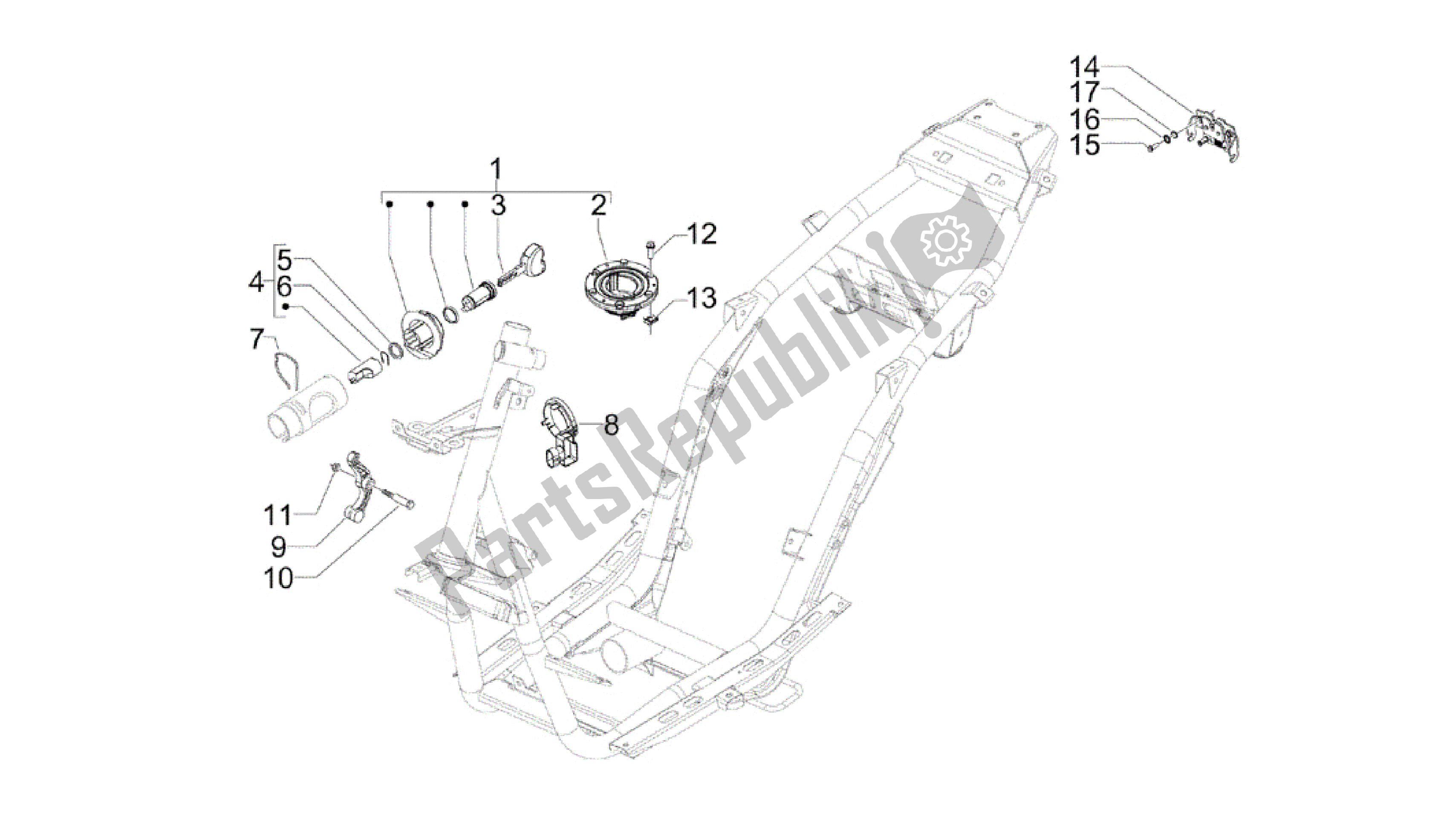 All parts for the Locks of the Gilera Runner 200 2005 - 2011