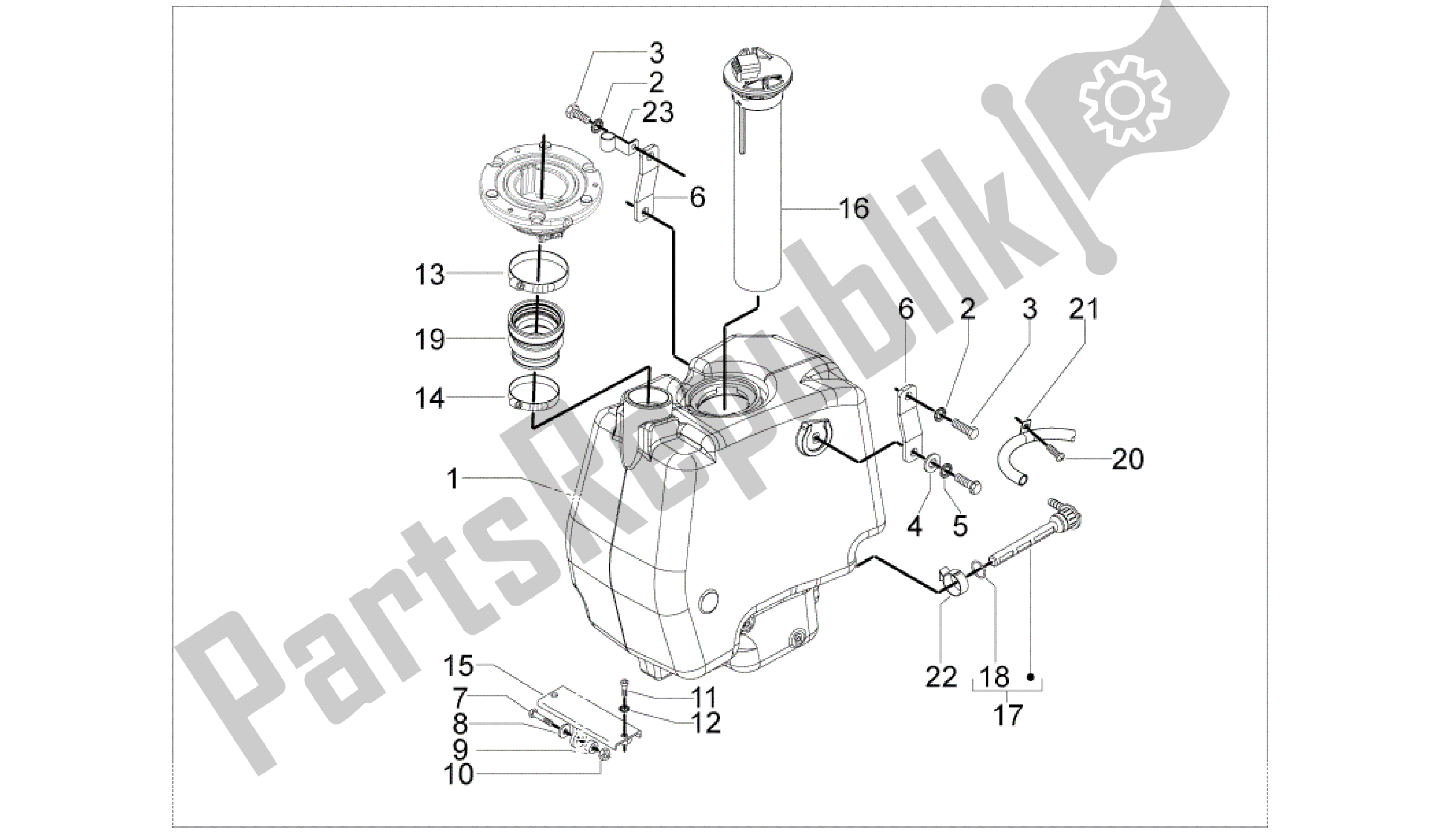 Toutes les pièces pour le Réservoir D'essence du Gilera Runner 200 2005 - 2011