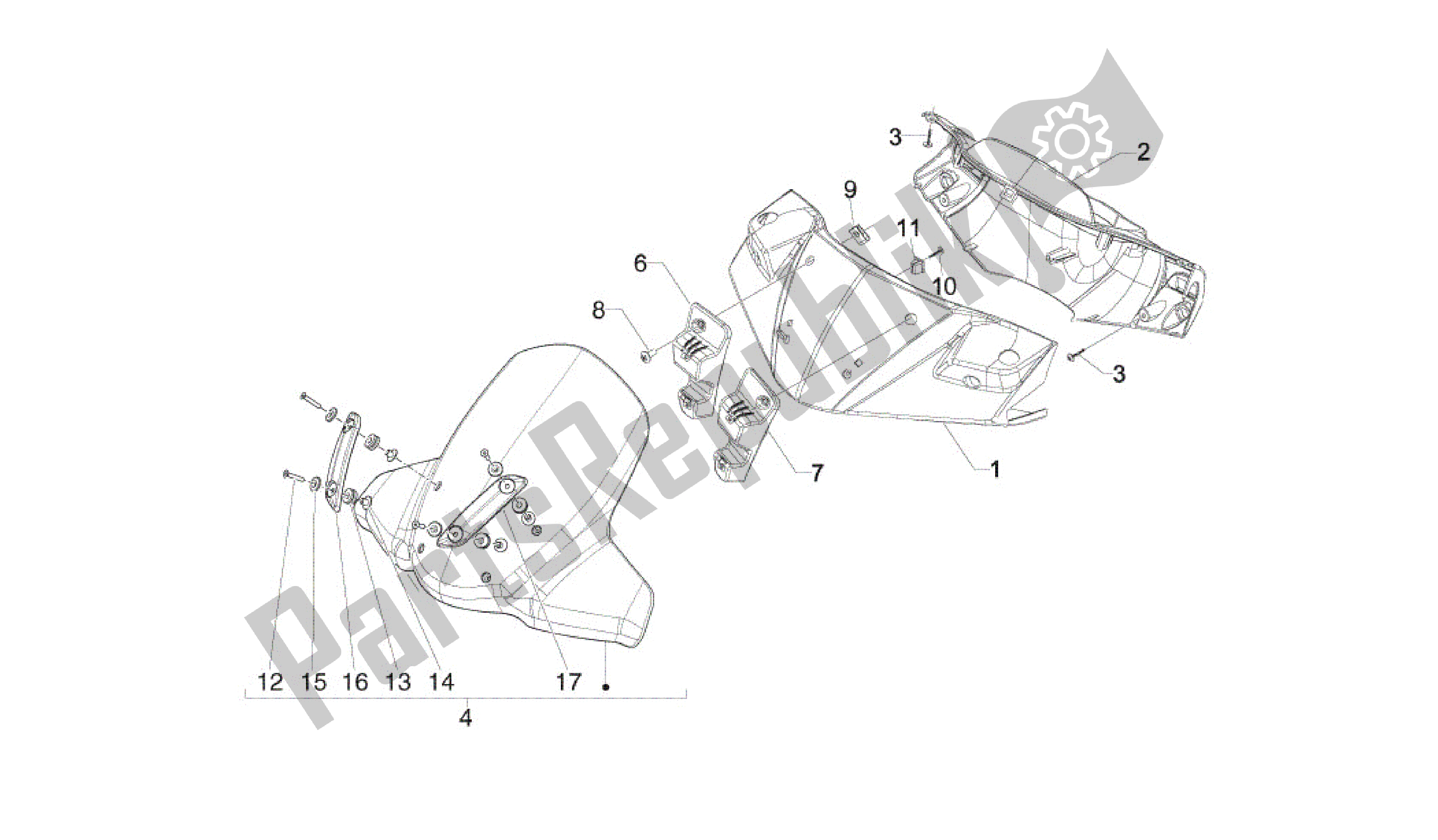 All parts for the Handlebars Coverages of the Gilera Runner 200 2005 - 2011