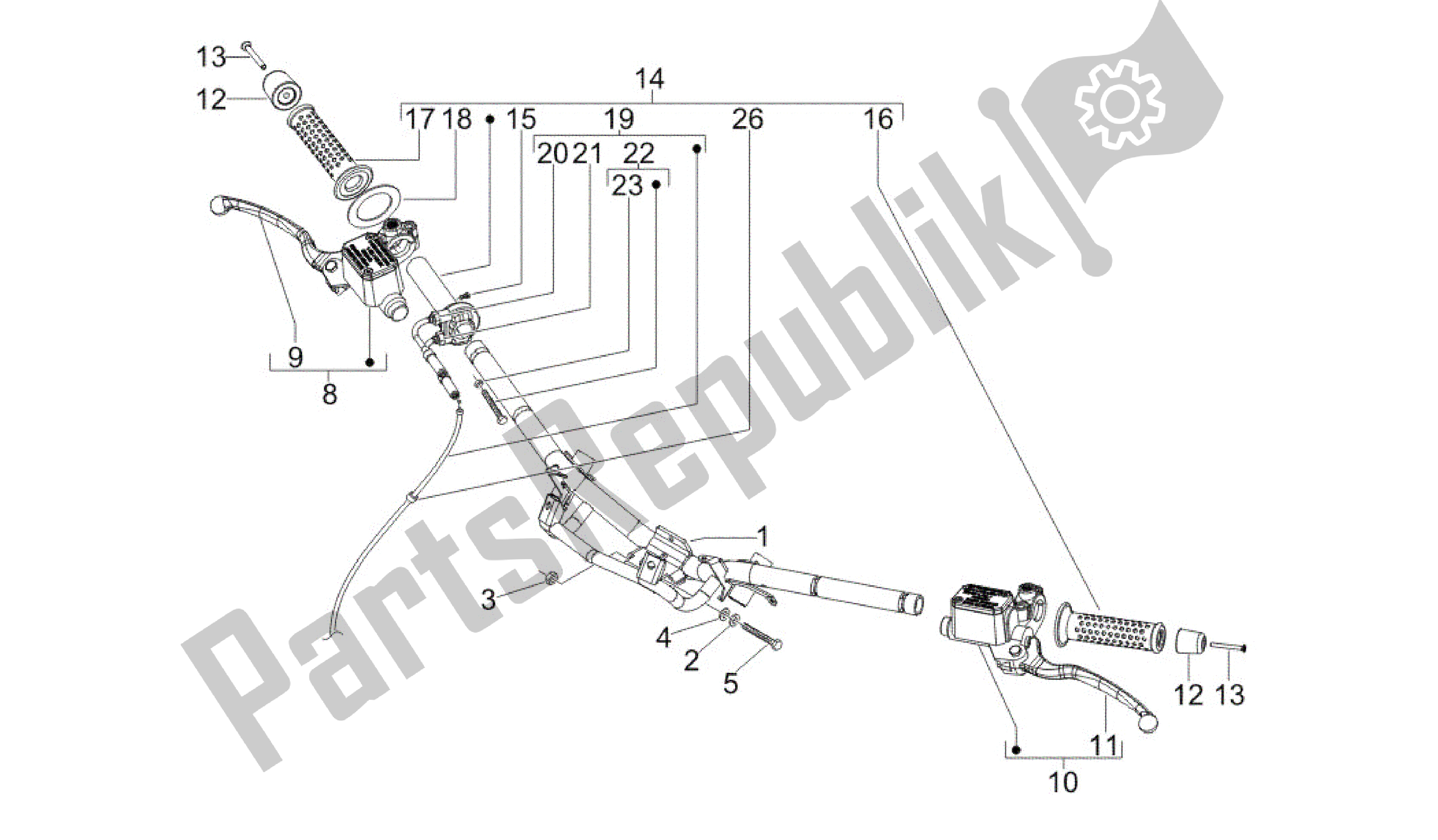 All parts for the Handlebars - Master Cil. Of the Gilera Runner 200 2005 - 2011