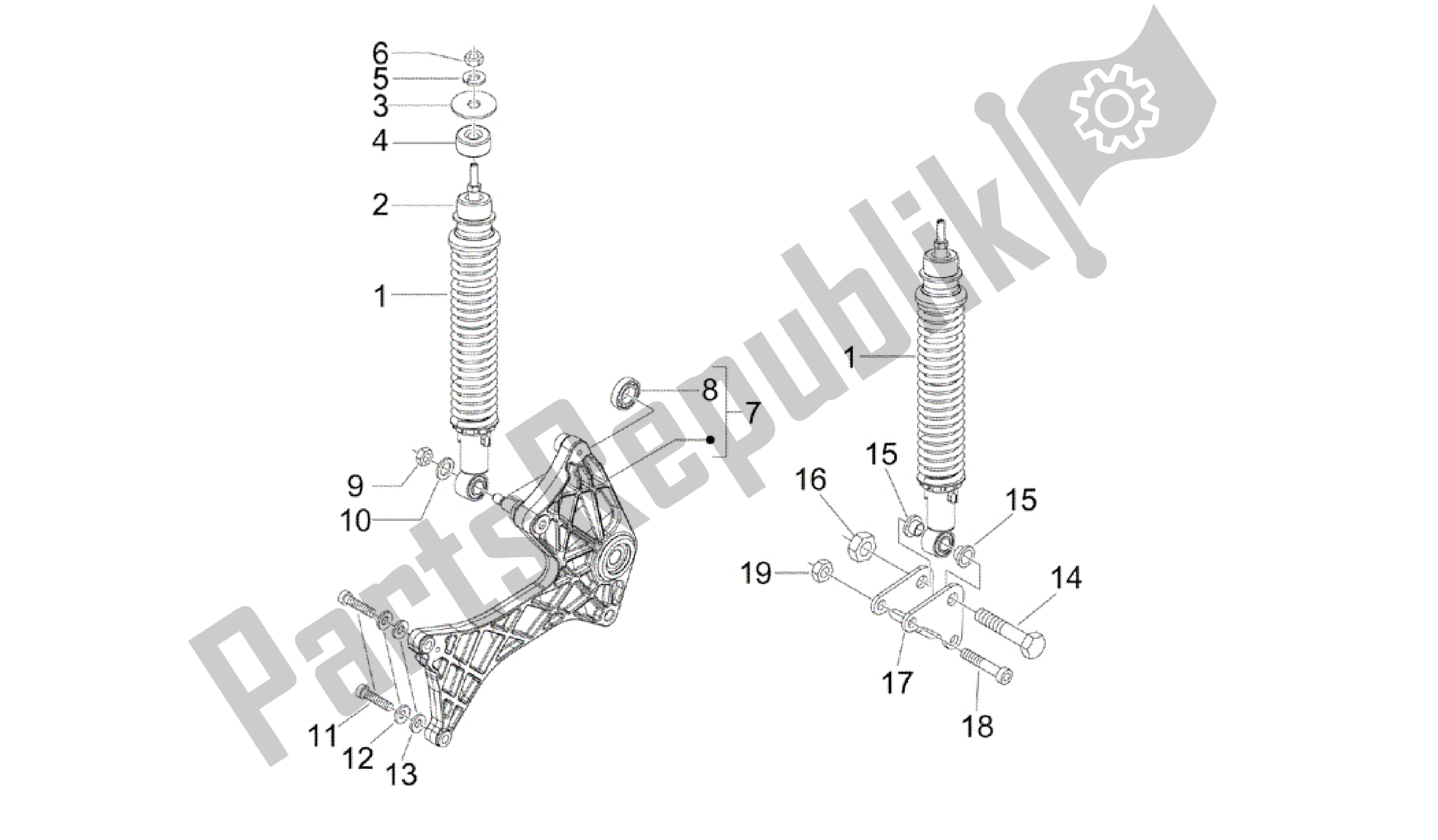 Toutes les pièces pour le Suspension Arrière - Amortisseur / S du Gilera Runner 200 2005 - 2011