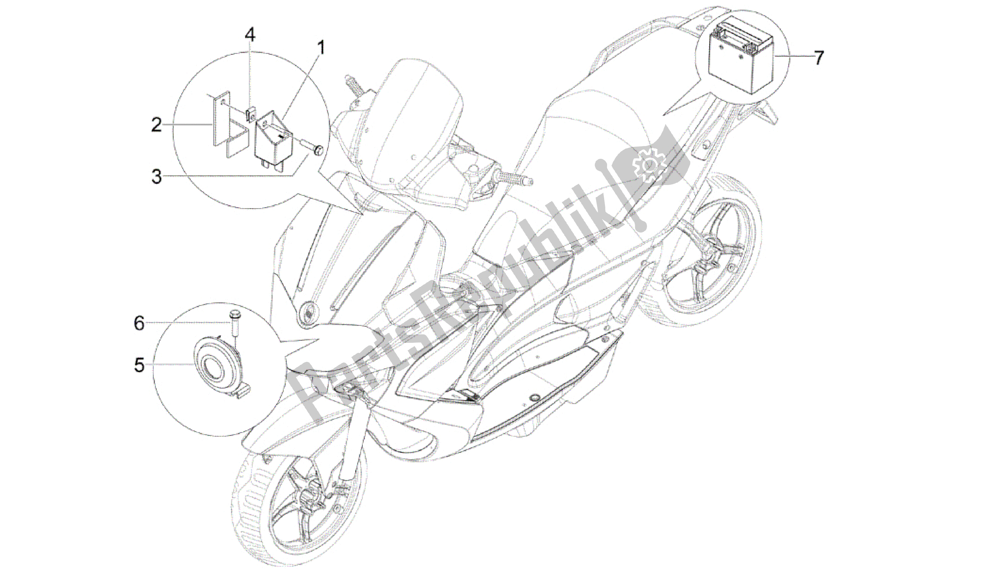 Toutes les pièces pour le Télécommandes - Batterie - Klaxon du Gilera Runner 200 2005 - 2011