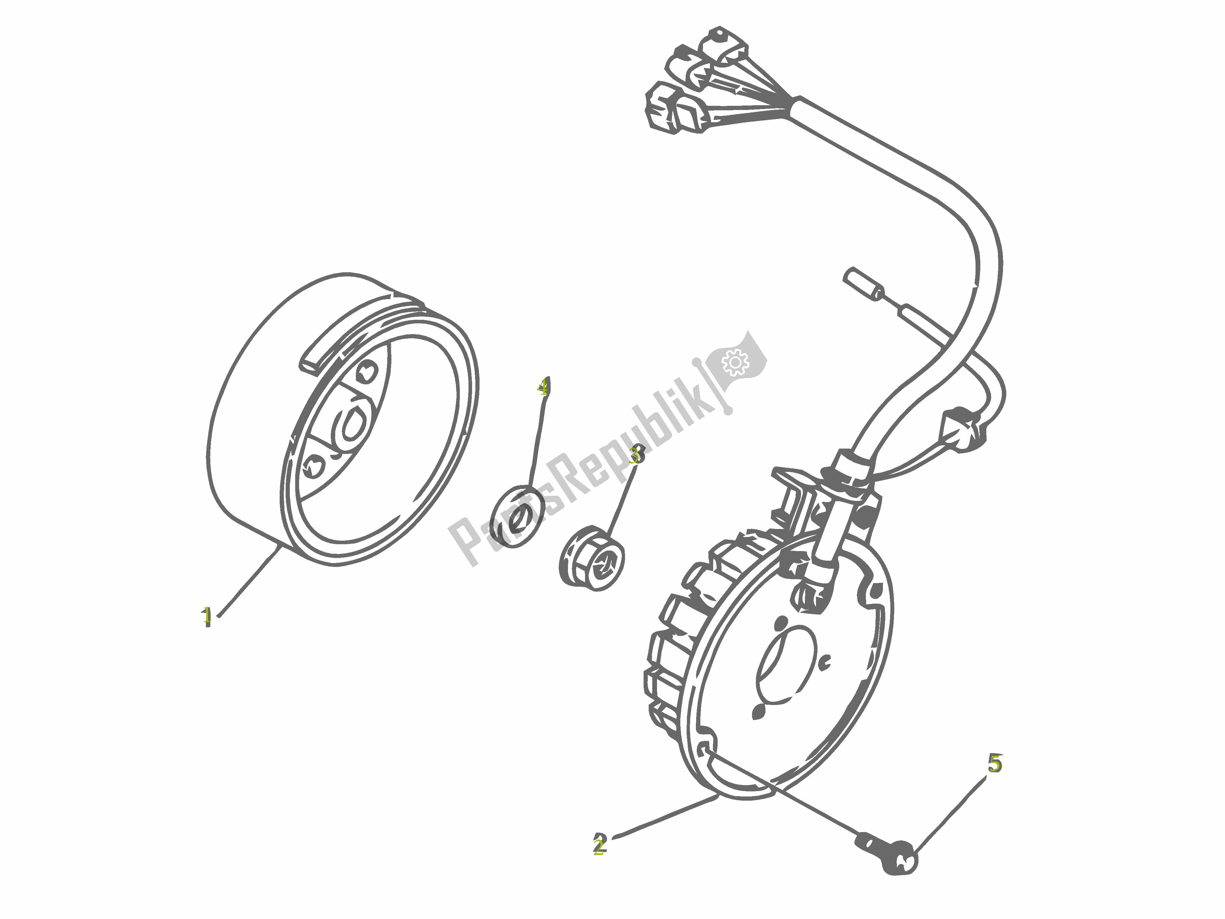 All parts for the Dynamo of the Gilera SC 125 2007 - 2015