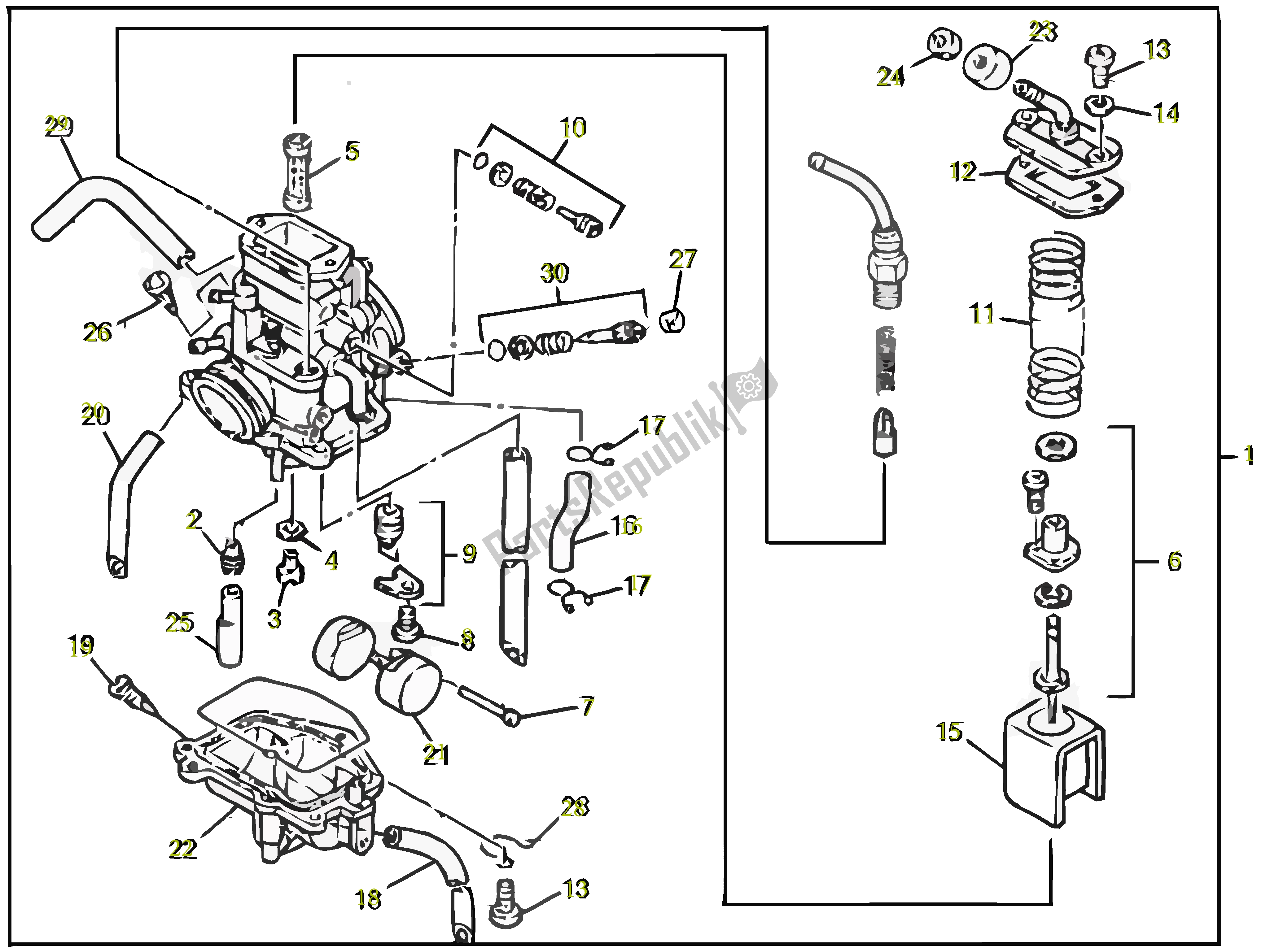 All parts for the Carburateurcomponenten of the Gilera SC 125 2007 - 2015