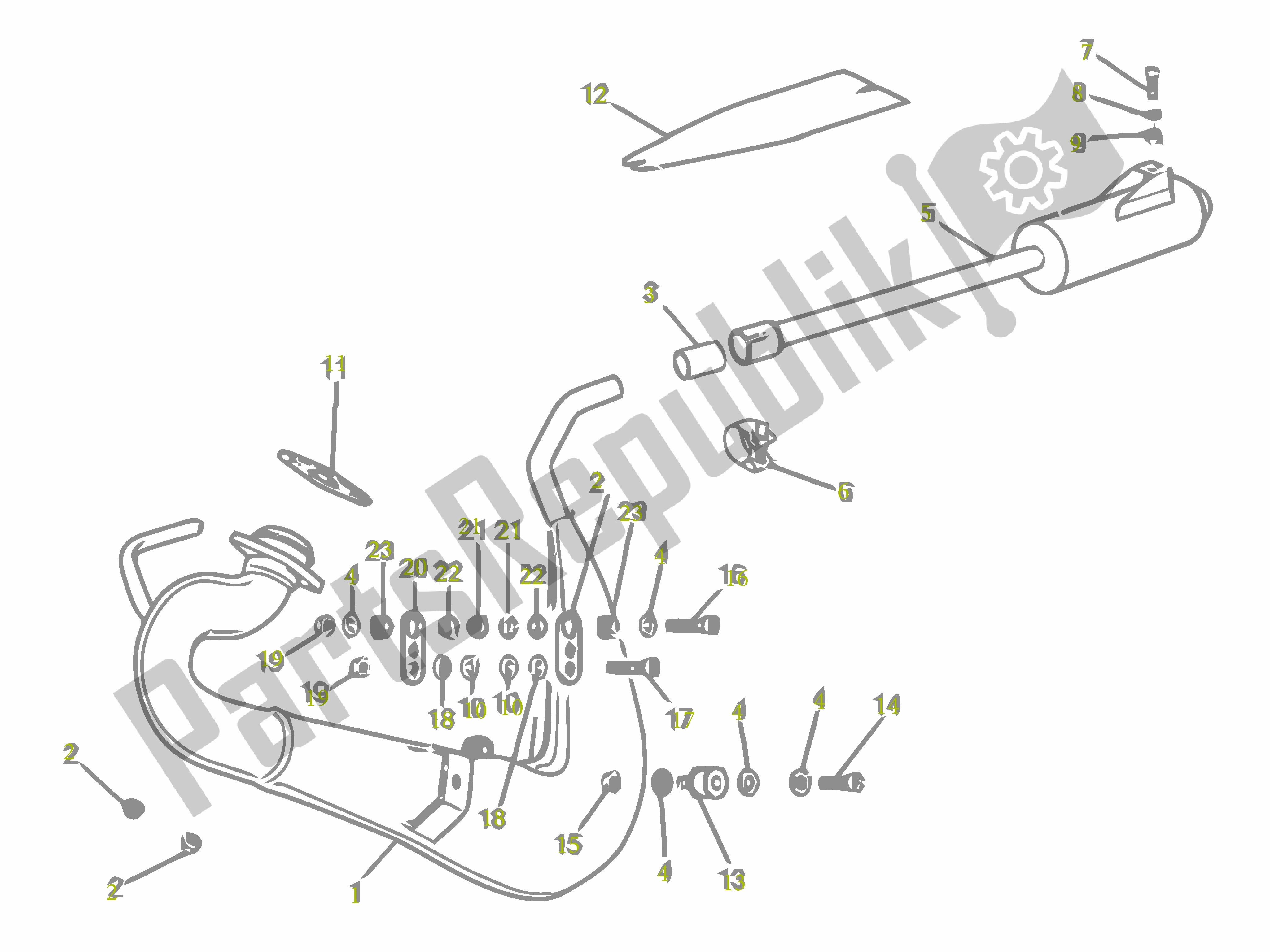 All parts for the Uitlaatdemper of the Gilera SC 125 2007 - 2015