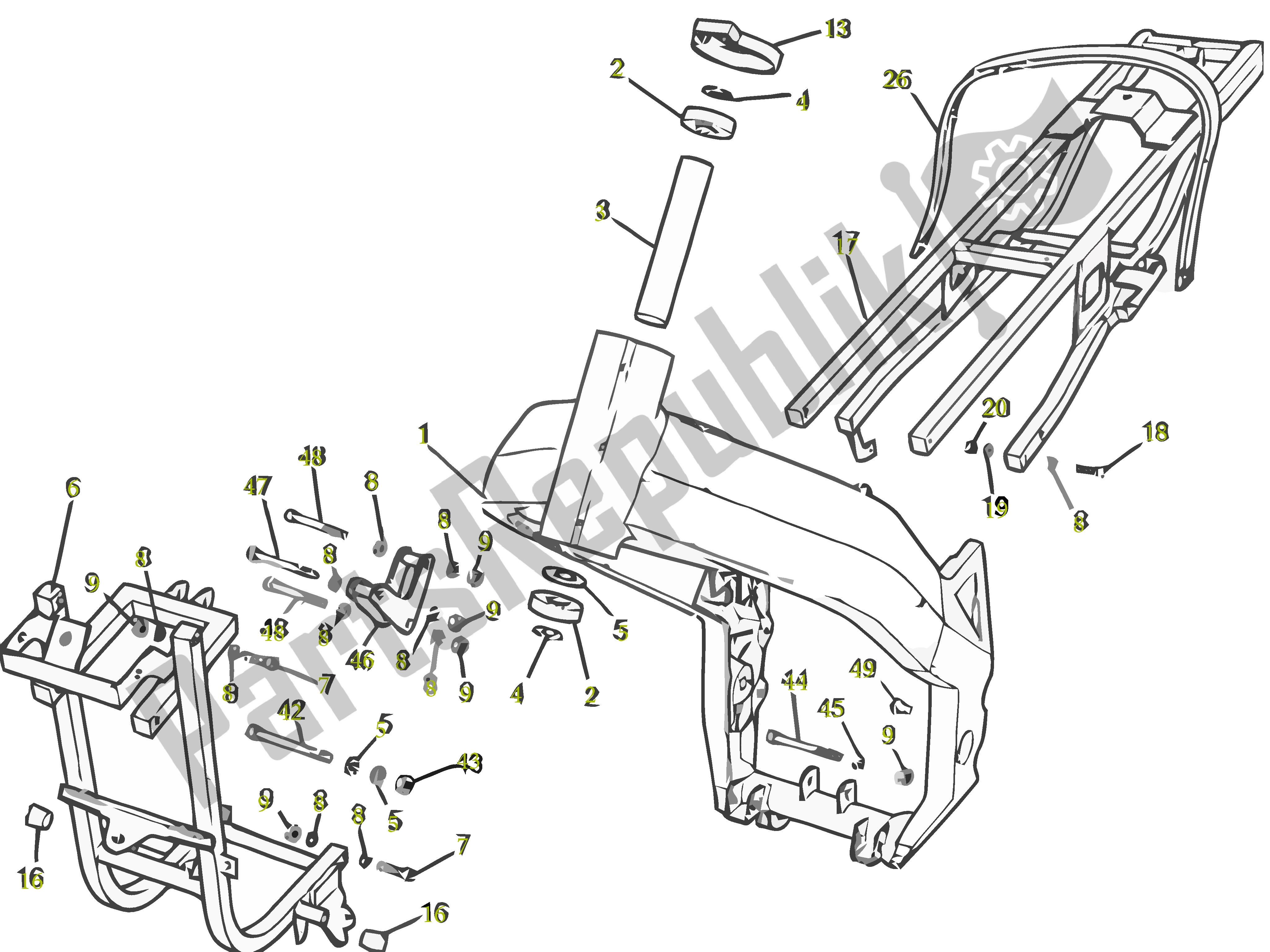 All parts for the Frame - Stuurlager of the Gilera SC 125 2007 - 2015