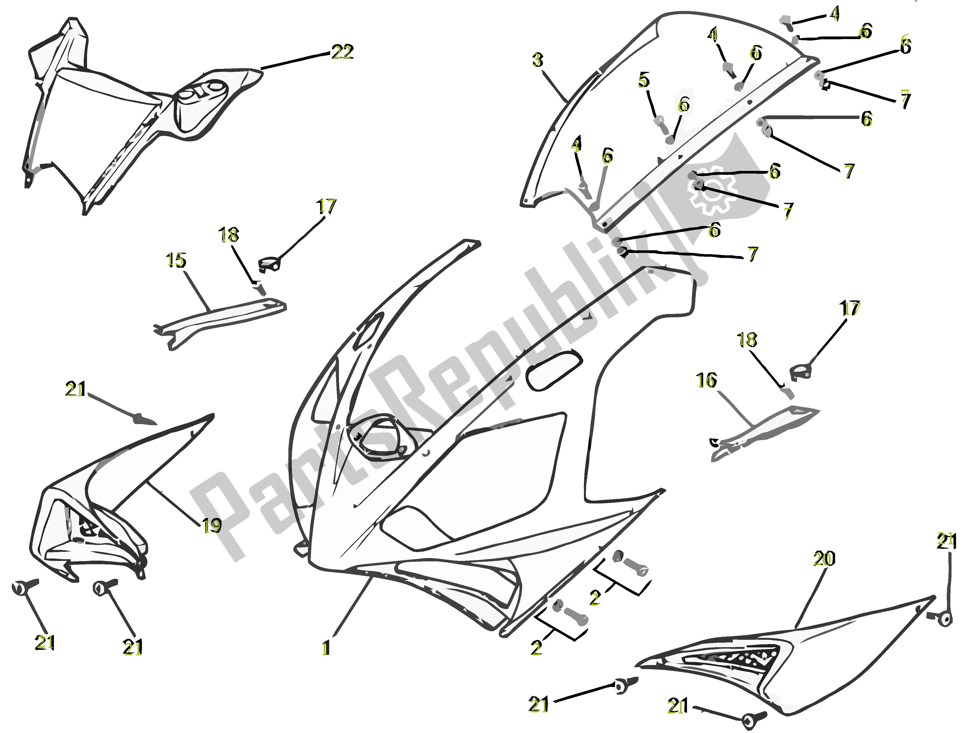 Toutes les pièces pour le Voorscherm du Gilera SC 125 2007 - 2015