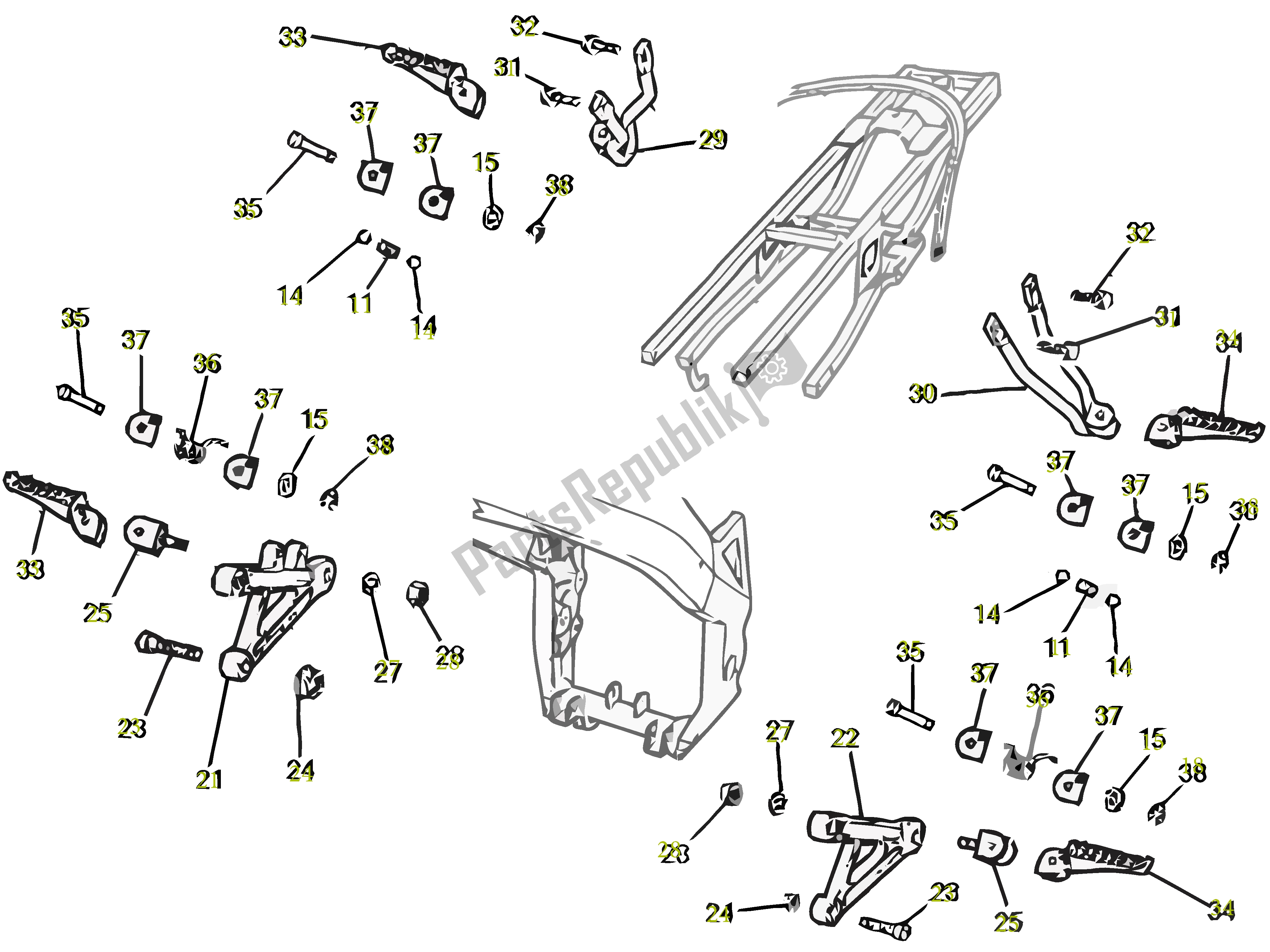 Todas as partes de Voetsteunen do Gilera SC 125 2007 - 2015