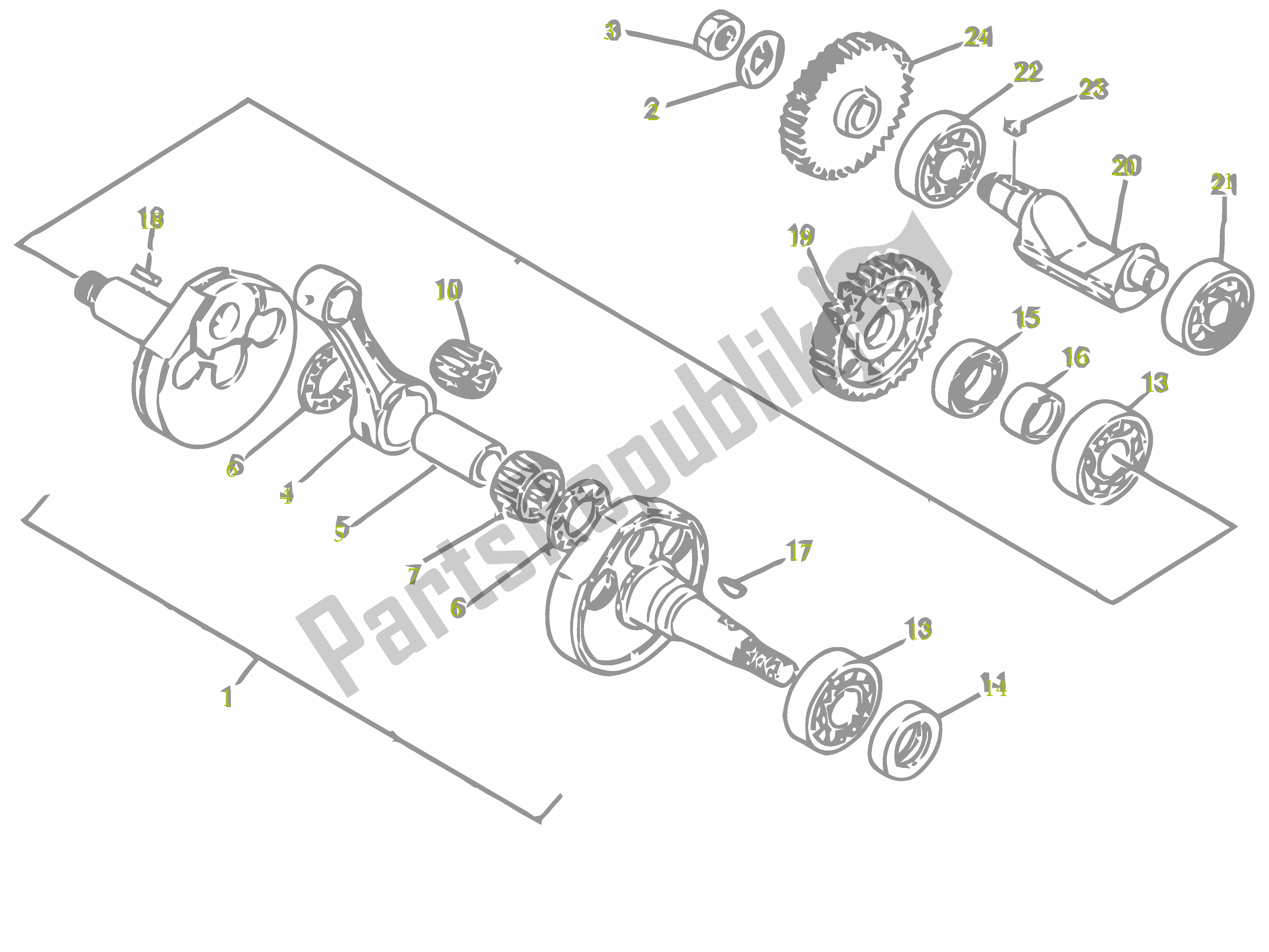 All parts for the Krukas of the Gilera SC 125 2007 - 2015