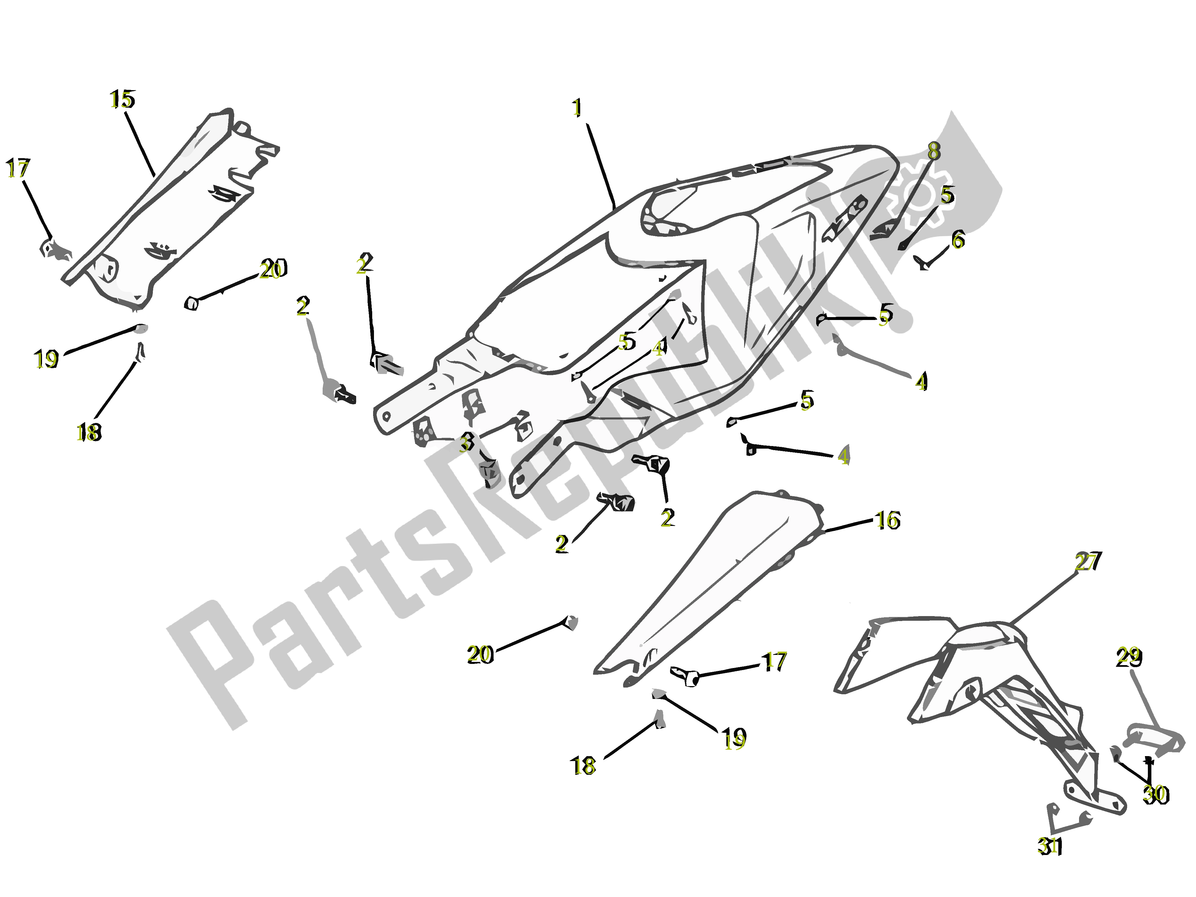 All parts for the Kentekenplaat Houder of the Gilera SC 125 2007 - 2015