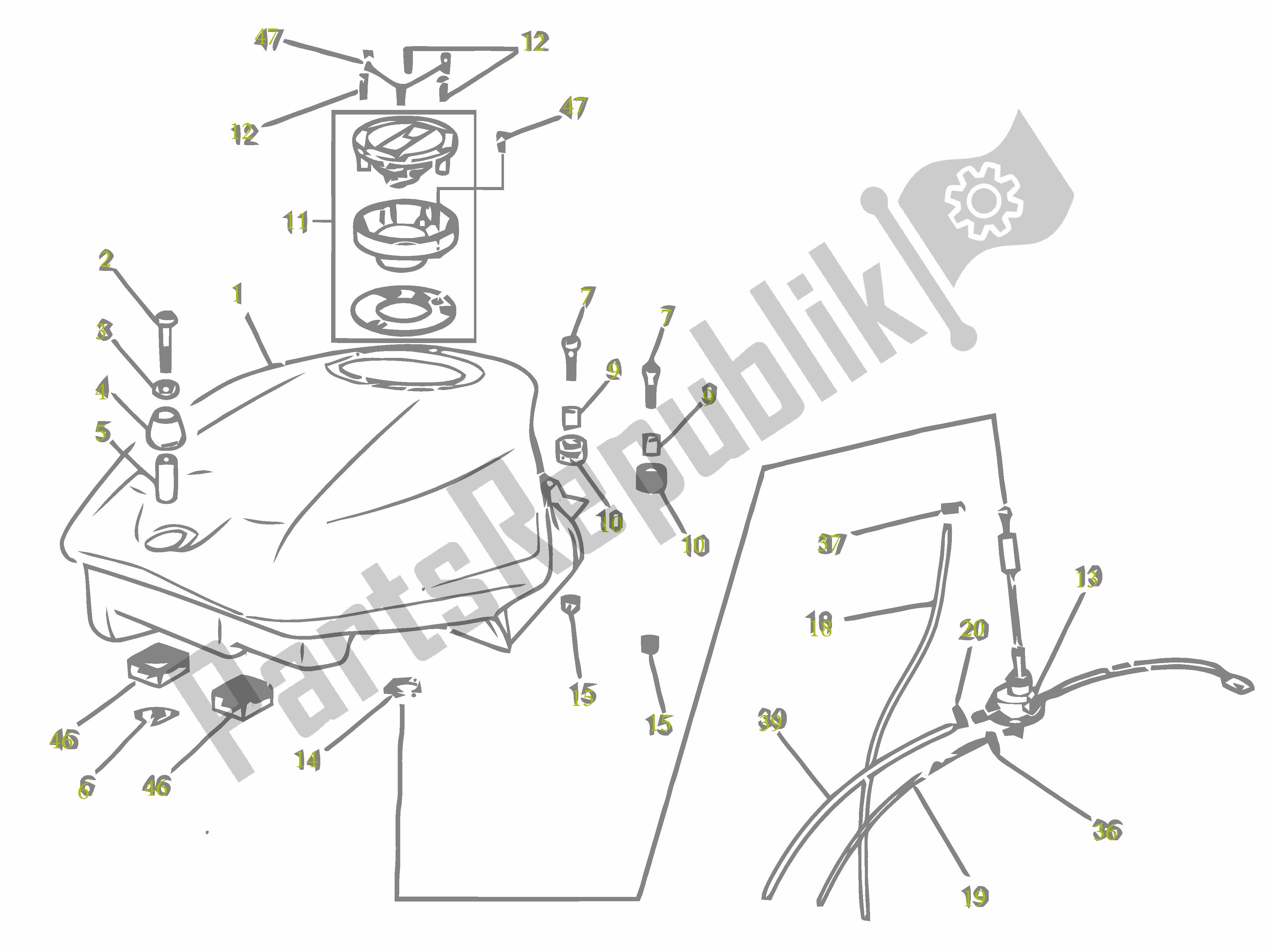 Toutes les pièces pour le Benzinetank du Gilera SC 125 2007 - 2015