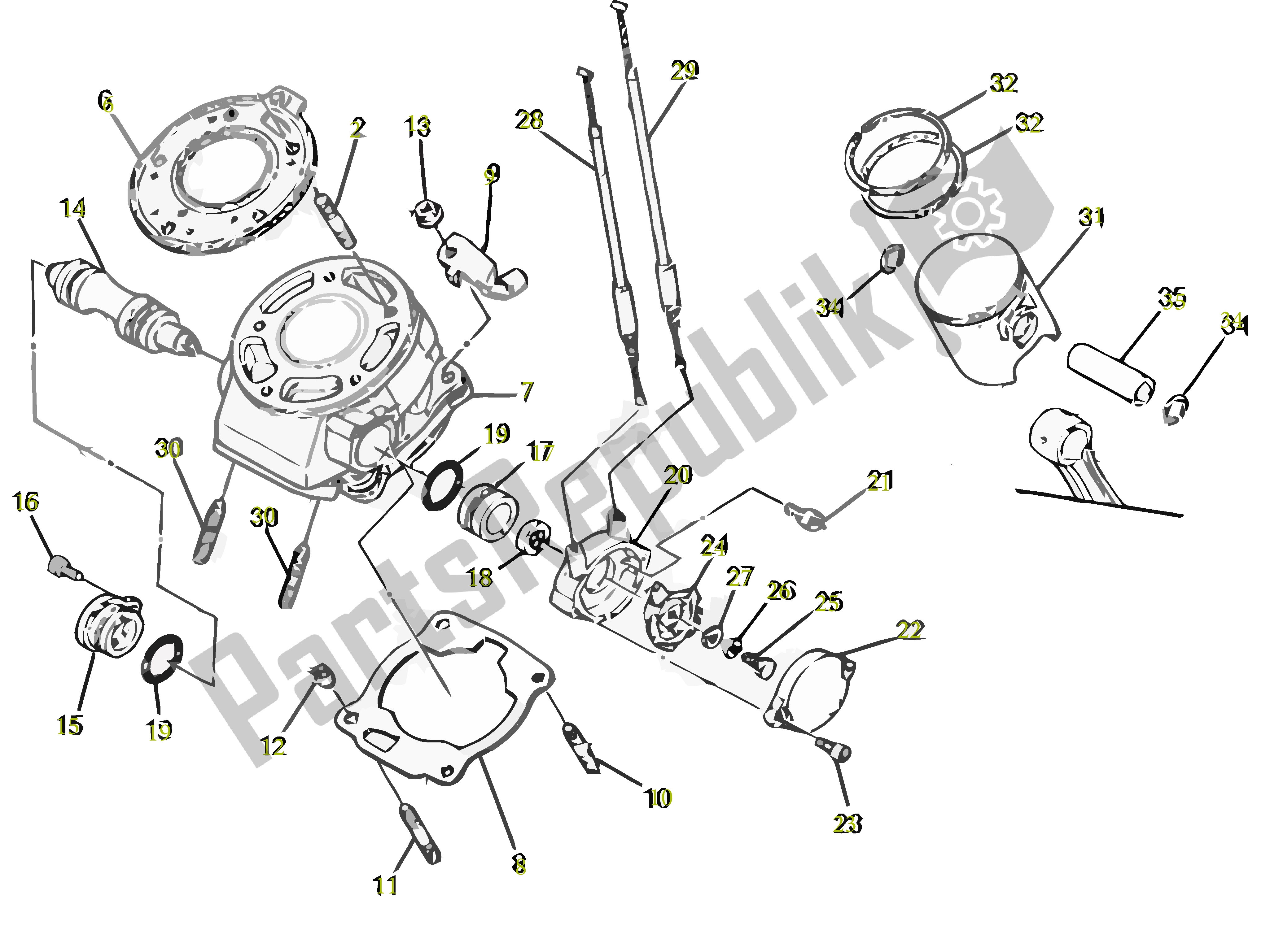 All parts for the Cilinder - Zuigers of the Gilera SC 125 2007 - 2015