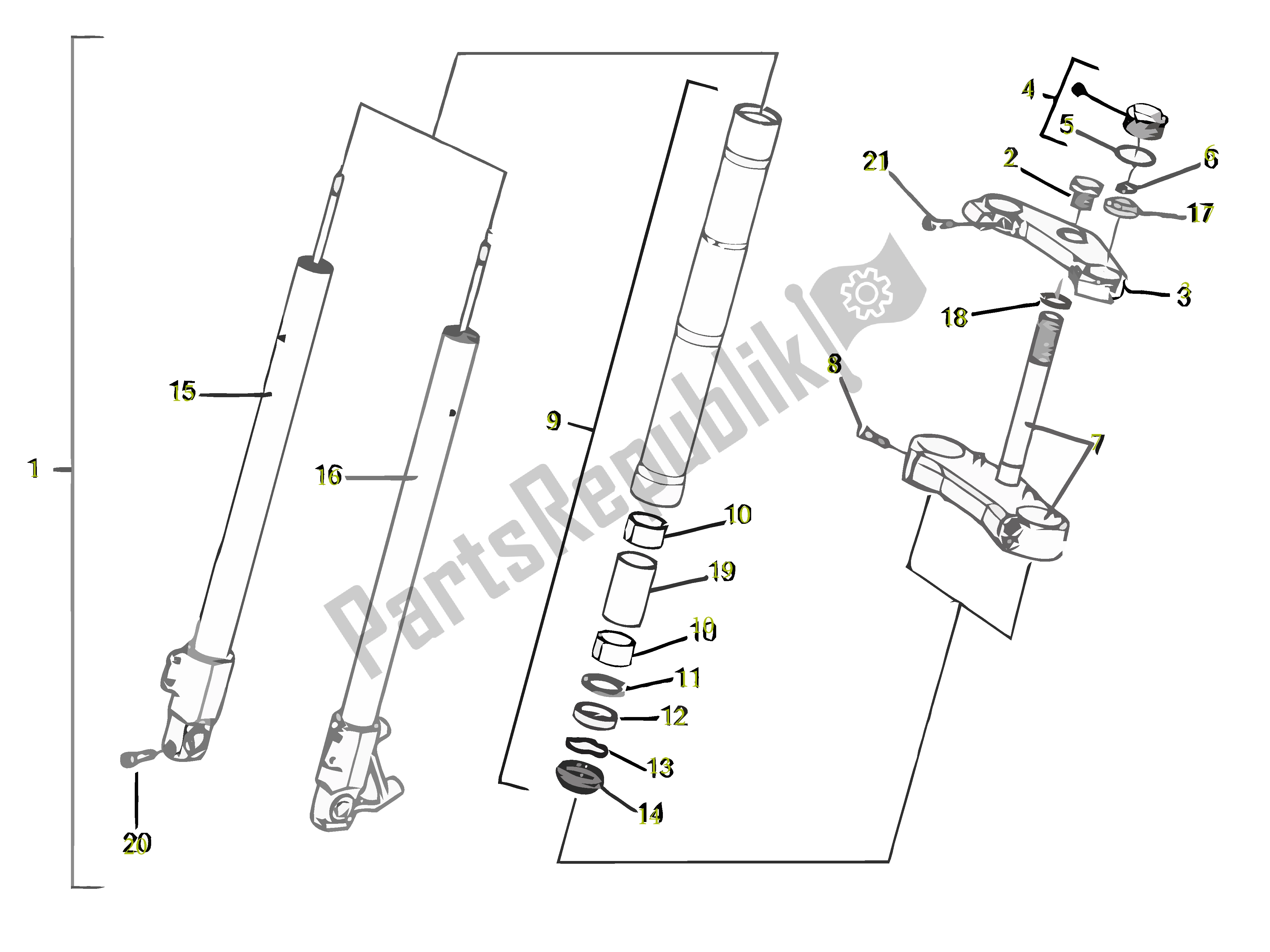 All parts for the Telescoopvork of the Gilera SC 125 2007 - 2015