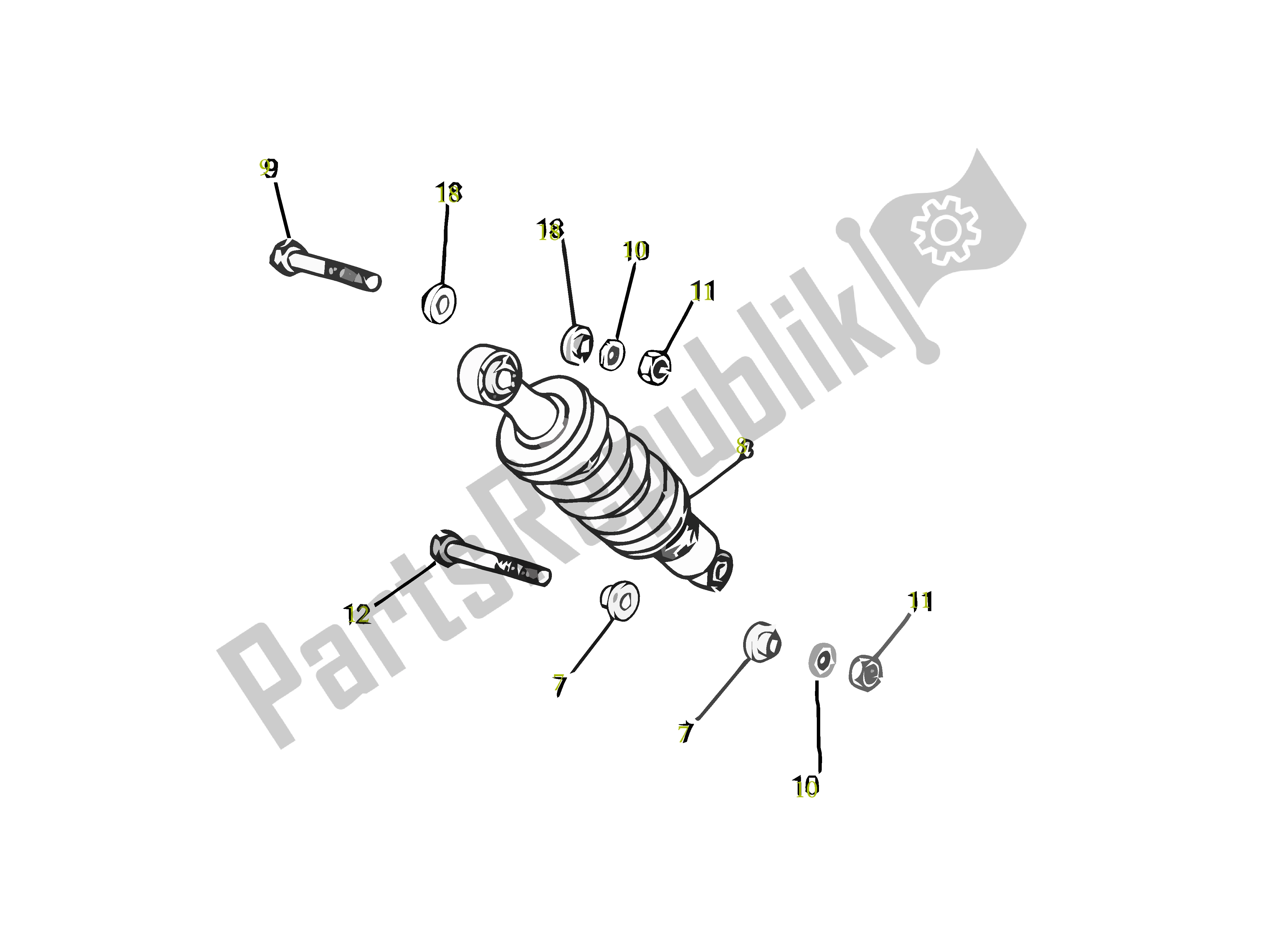 All parts for the Schokdemper Achter of the Gilera SC 125 2007 - 2015