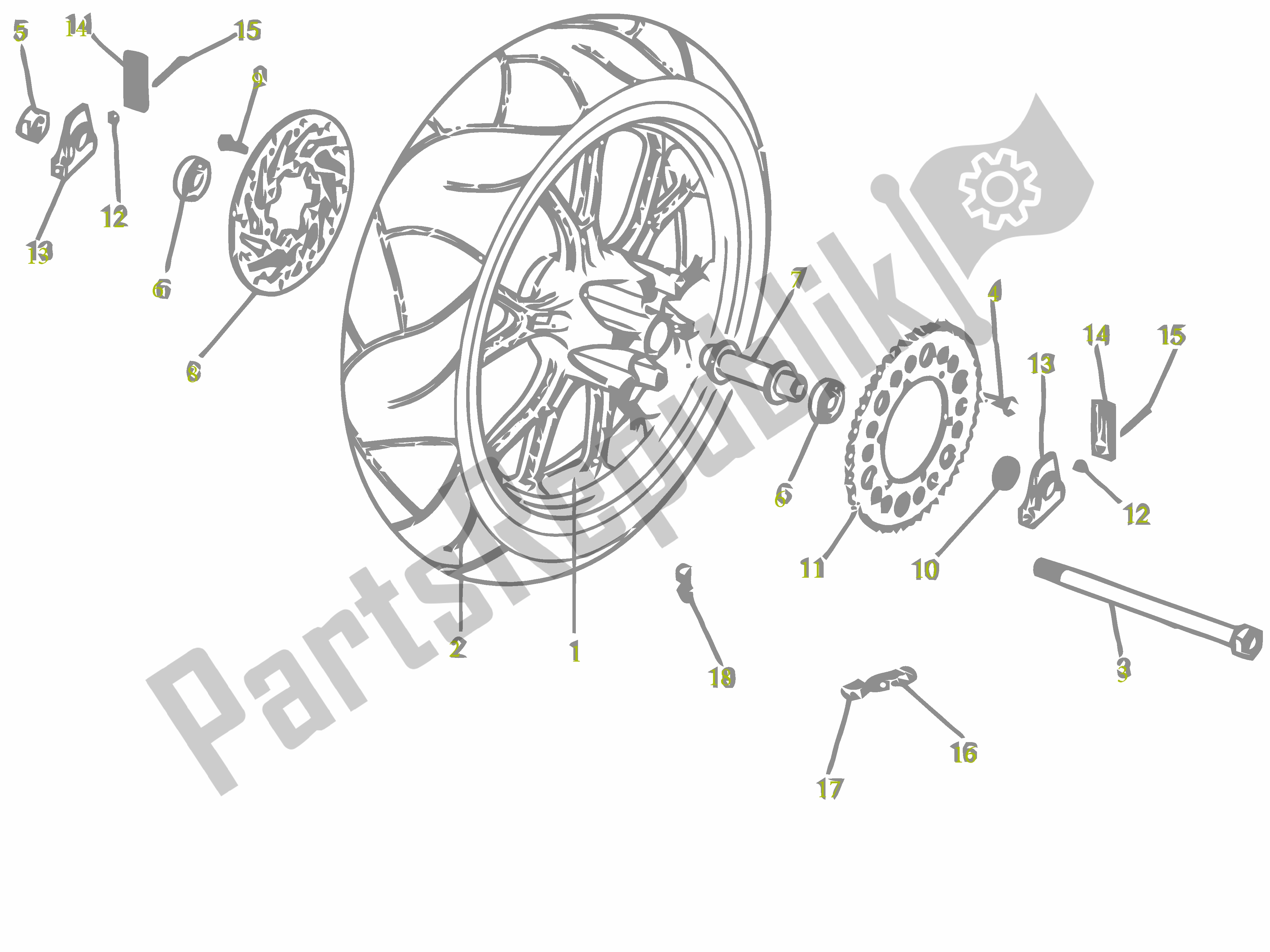 All parts for the Achterwiel of the Gilera SC 125 2007 - 2015