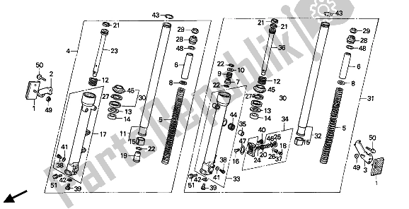 Tutte le parti per il Forcella Anteriore del Honda CBR 600F 1987