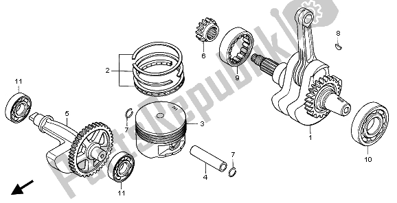 All parts for the Crankshaft & Piston of the Honda XR 650R 2000