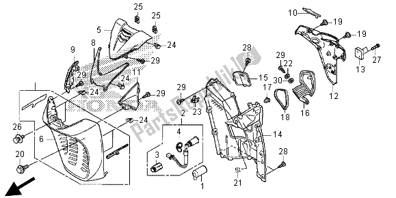 Tutte le parti per il Copertura Frontale del Honda SH 300R 2013