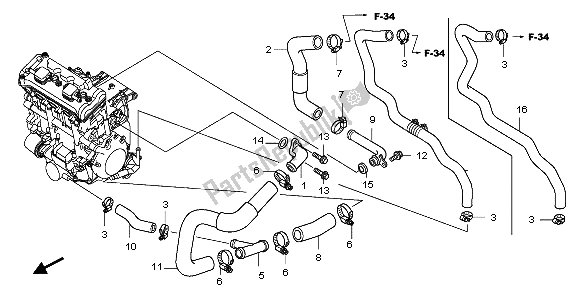 Todas las partes para Tubería De Agua de Honda CBF 1000A 2007