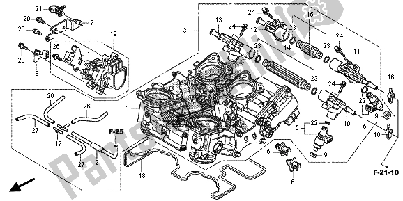 Alle onderdelen voor de Gasklephuis van de Honda VFR 1200 XD 2013