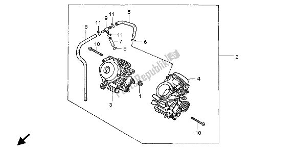 All parts for the Carburetor (assy.) of the Honda VT 750C 1999