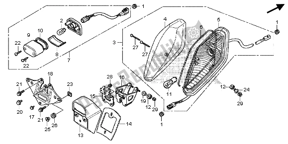 All parts for the Taillight of the Honda VT 750 CS 2013