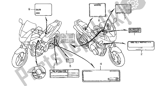 All parts for the Caution Label of the Honda CB 600F2 Hornet 2002