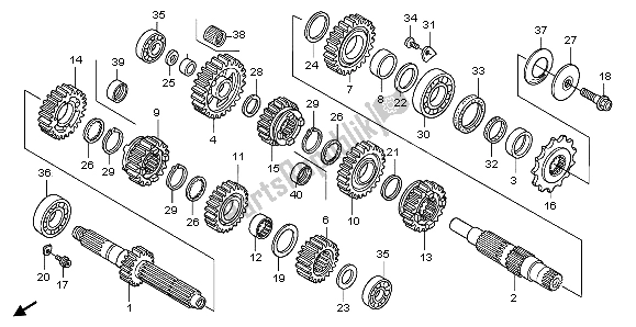 All parts for the Transmission of the Honda CRF 450R 2007