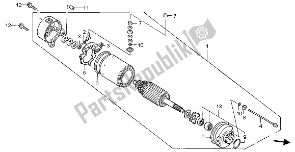 All parts for the Starting Motor of the Honda TRX 350 FE Fourtrax Rancher 4X4 ES 2000