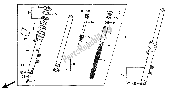 All parts for the Front Fork of the Honda CBF 600 SA 2004