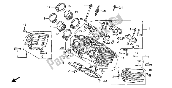 All parts for the Cylinder Head (rear) of the Honda VF 750C 1995