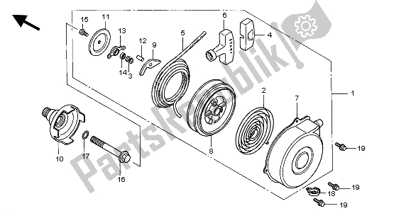 Tutte le parti per il Avviamento A Strappo del Honda TRX 350 FE Fourtrax Rancher 4X4 ES 2002