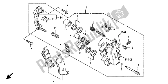 All parts for the Front Brake Caliper of the Honda SH 150 2012