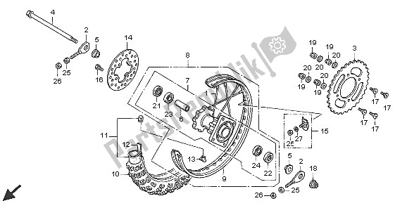 All parts for the Rear Wheel of the Honda CR 85R SW 2005