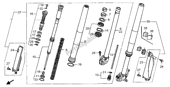 All parts for the Front Fork of the Honda CR 250R 2007