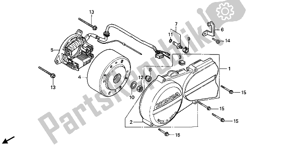 Wszystkie części do Lewa Pokrywa Skrzyni Korbowej I Generator Honda NSR 50S 1993