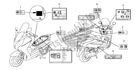 Alle onderdelen voor de Waarschuwingsetiket van de Honda FES 125A 2012