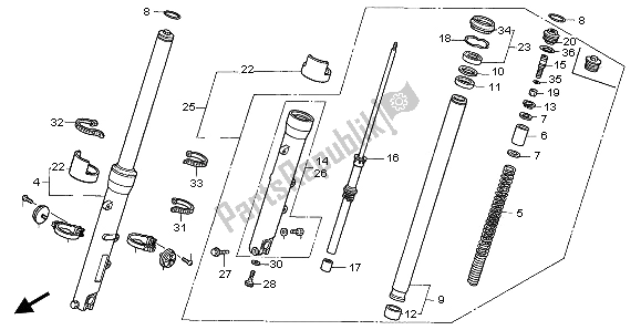 Tutte le parti per il Forcella Anteriore del Honda VFR 750F 1996