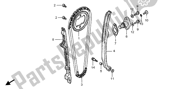 All parts for the Cam Chain & Tensioner of the Honda XR 400R 2000