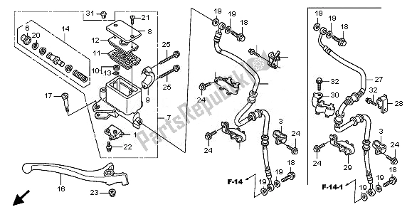 All parts for the Fr. Brake Master Cylinder of the Honda FES 125 2008