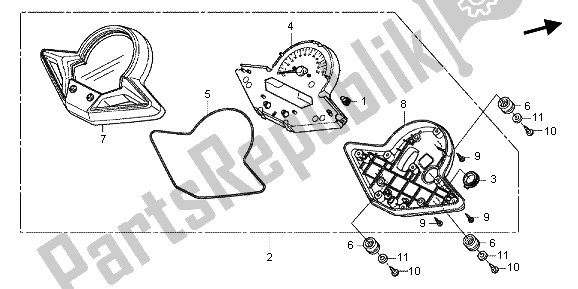 All parts for the Meter (mph) of the Honda CBR 250 RA 2013