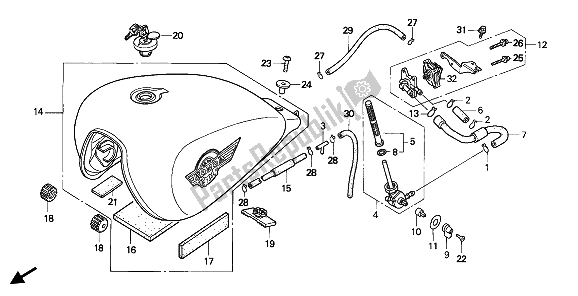 All parts for the Fuel Tank of the Honda VF 750C 1994