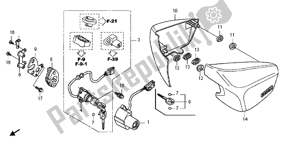 All parts for the Side Cover of the Honda VT 750 CS 2012