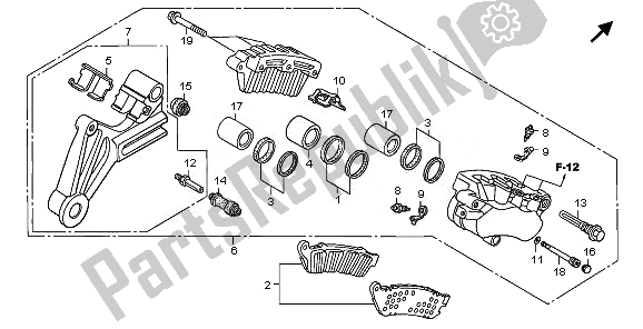 All parts for the Rear Brake Caliper of the Honda XL 1000V 2008
