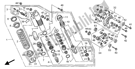 Alle onderdelen voor de Achterkussen van de Honda XR 600R 1997