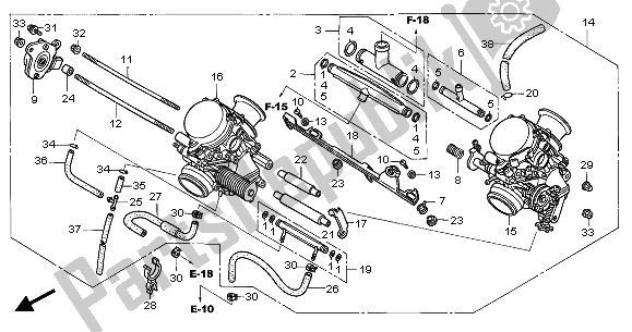 Tutte le parti per il Carburatore (assy.) del Honda CBF 500A 2006