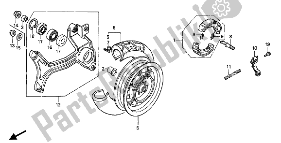 All parts for the Rear Wheel of the Honda CN 250 1 1994